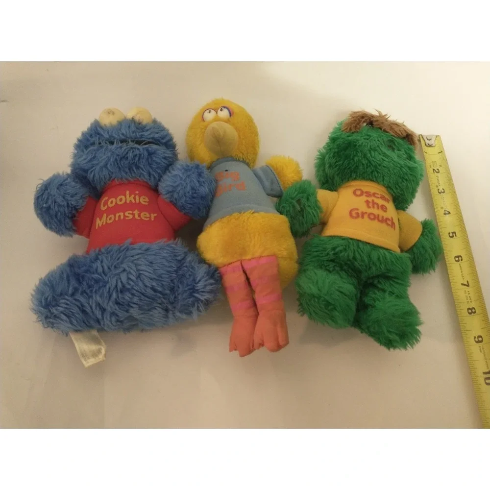 Big Bird Cookie Monster Oscar Grouch Sesame Street Playskool Vtg 1983 Plush READ